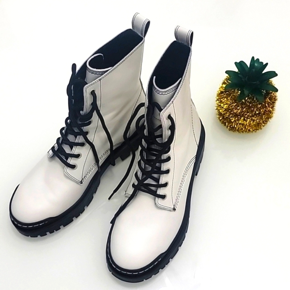 Marc Fisher white moto boots